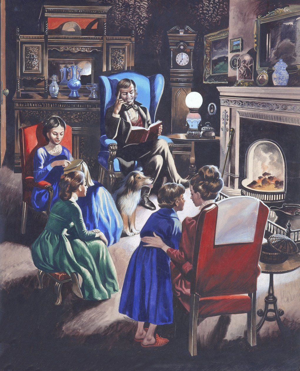 Creciendo a través de los tiempos: The Poor Little Rich Girls of Britain (gouache sobre papel) de Ron Embleton