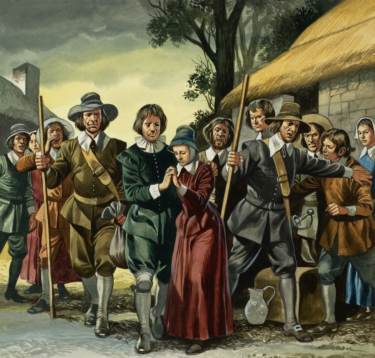 Puritanos (gouache sobre papel) de Ron Embleton