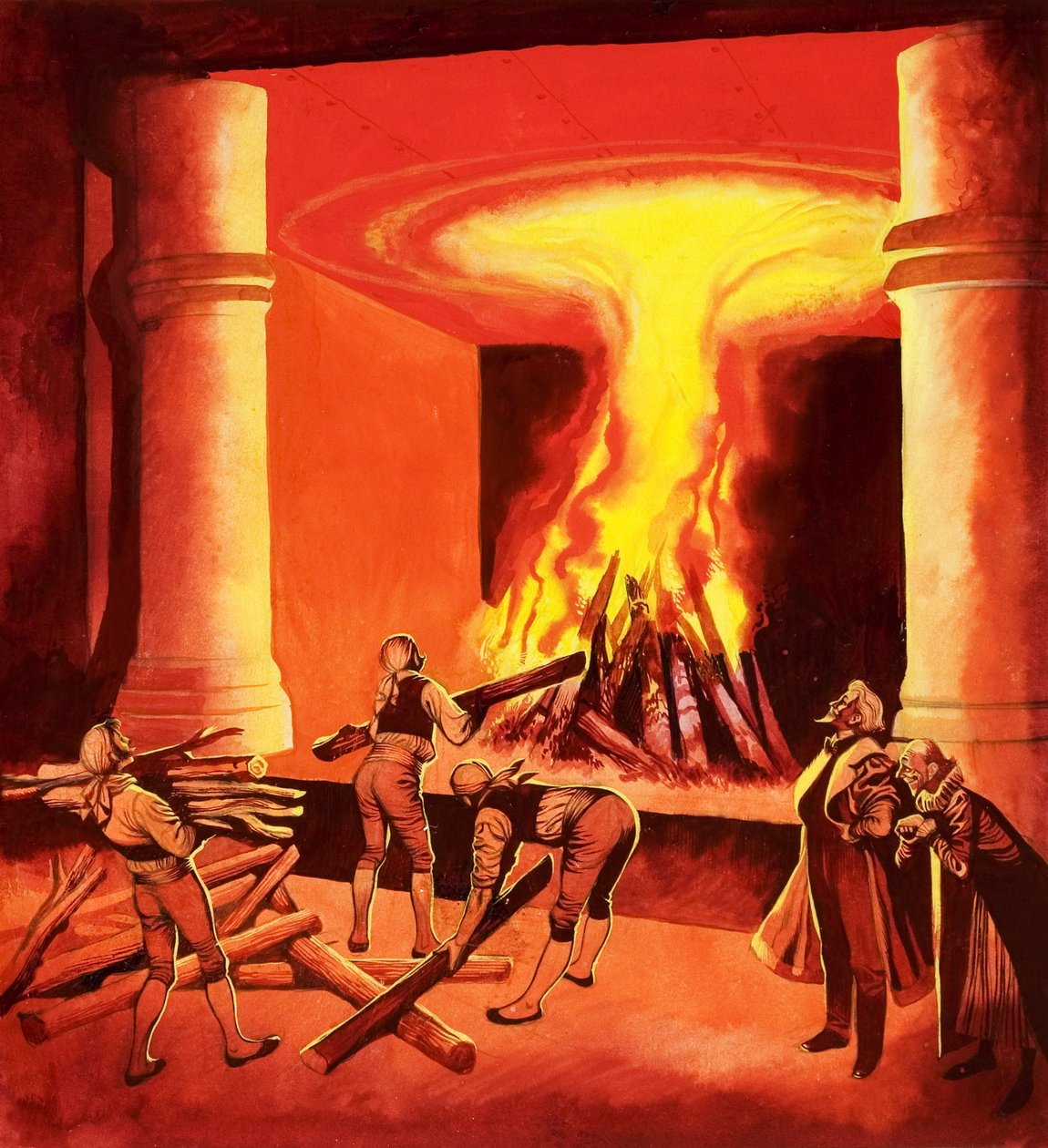 Roaring Fire (gouache sobre papel) de Ron Embleton