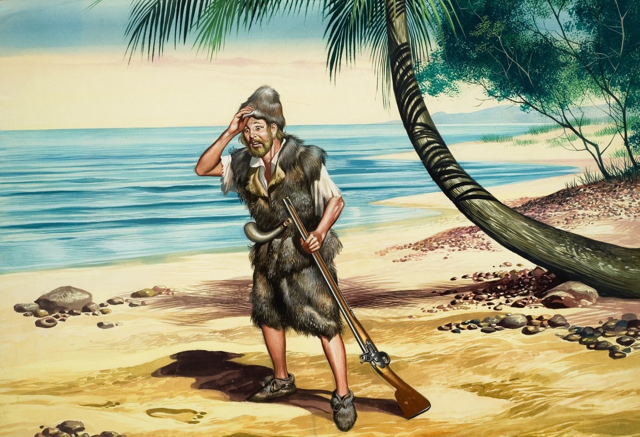 Robinson Crusoe (gouache sobre papel) de Ron Embleton