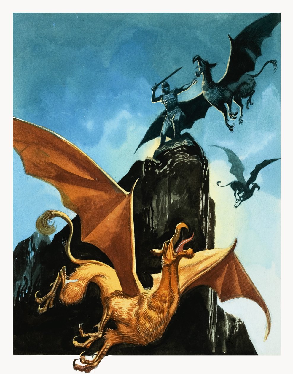 La leyenda de Gudrun: Hagen mata al grifo de Ron Embleton