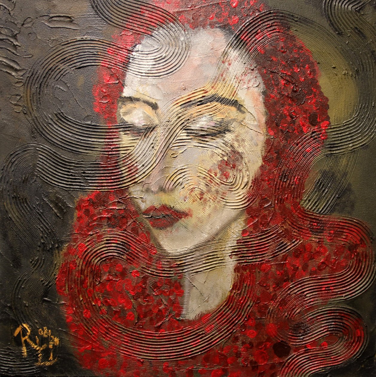 Mujer Sensible con Cabello Rojo de RosaLi