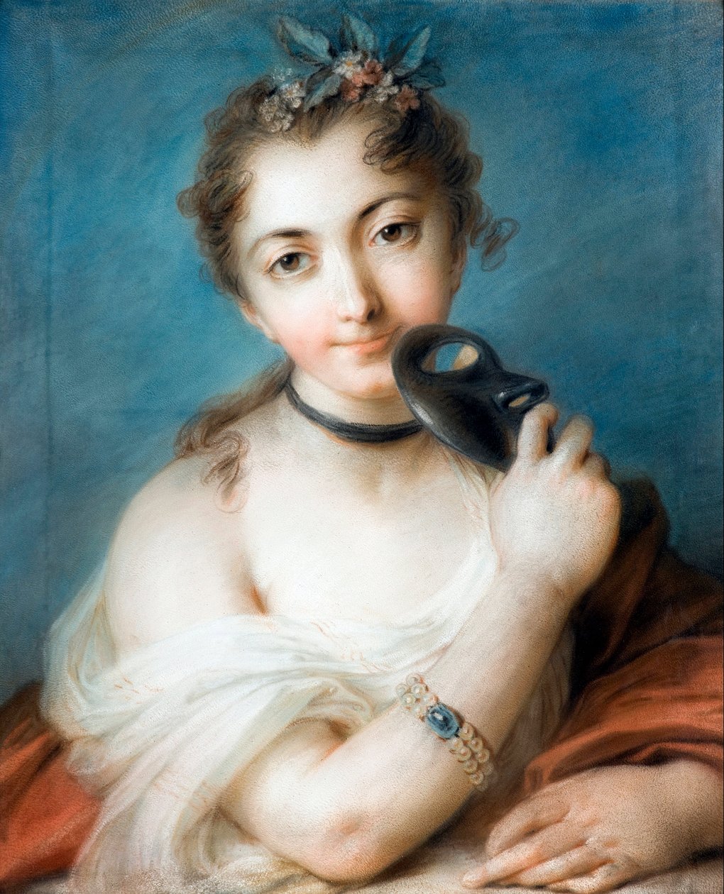 Retrato de dama con máscara Pintura de Rosalba Carriera (1675-1757) Siglo XVIII Colección particular de Rosalba Giovanna Carriera