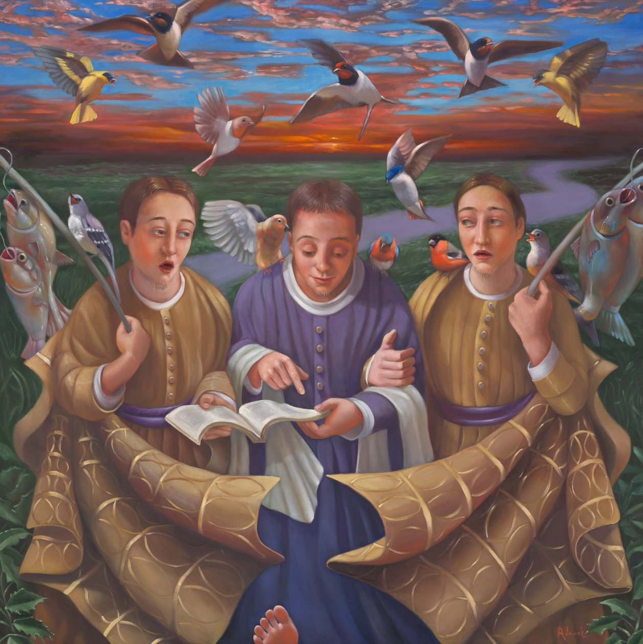 Camino de Emaús, 2009 (óleo sobre lienzo) de Rosemarie Adcock
