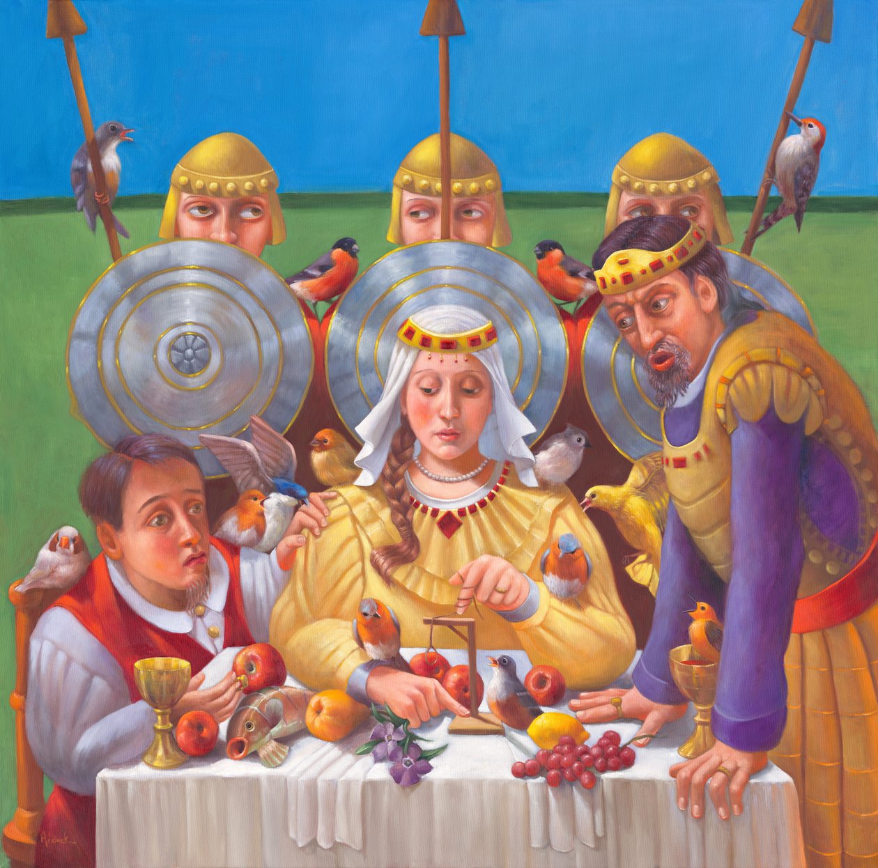 El segundo banquete de Ester, 2023 (óleo sobre lienzo) de Rosemarie Adcock
