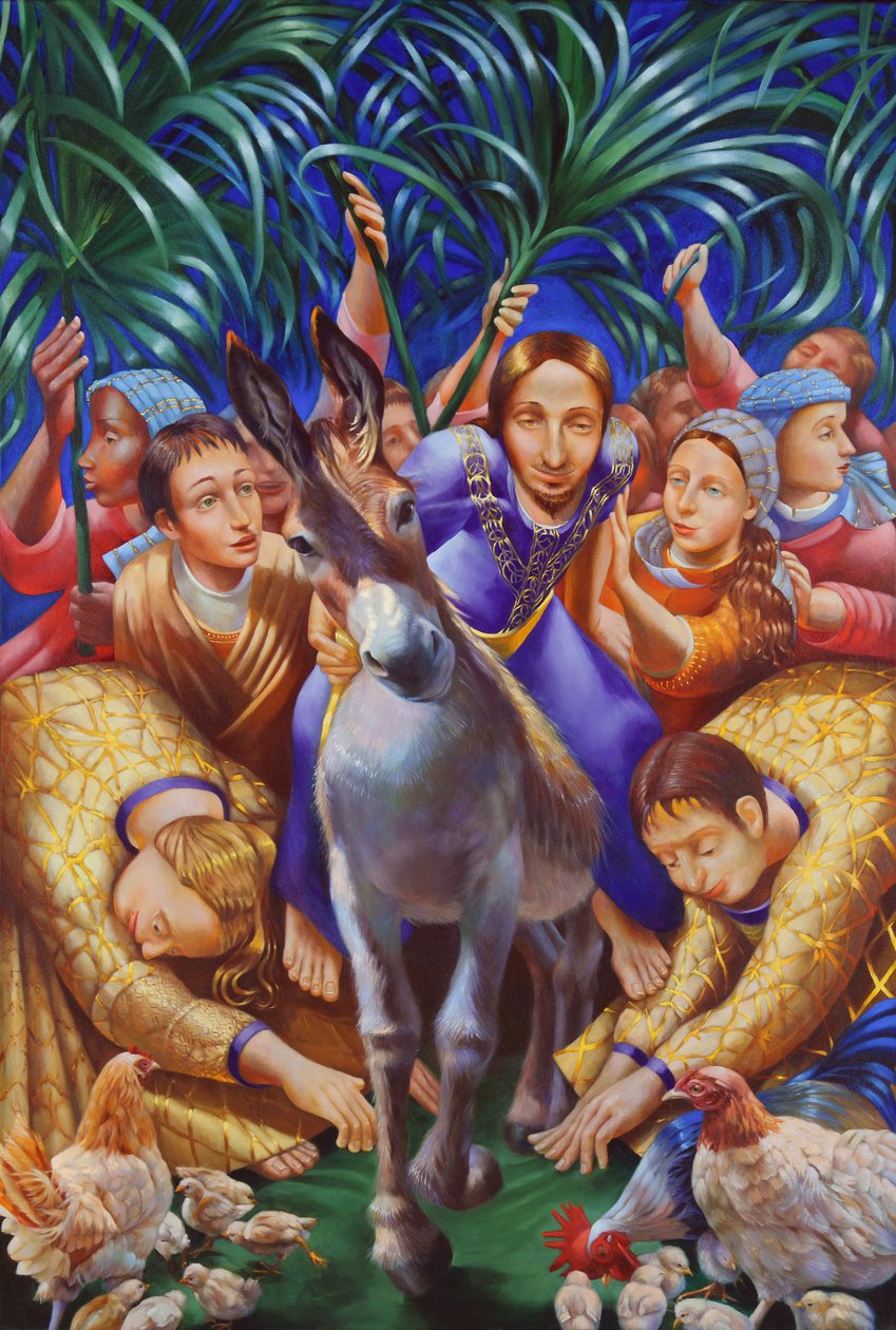 La entrada triunfal, 2012 (óleo sobre lienzo) de Rosemarie Adcock