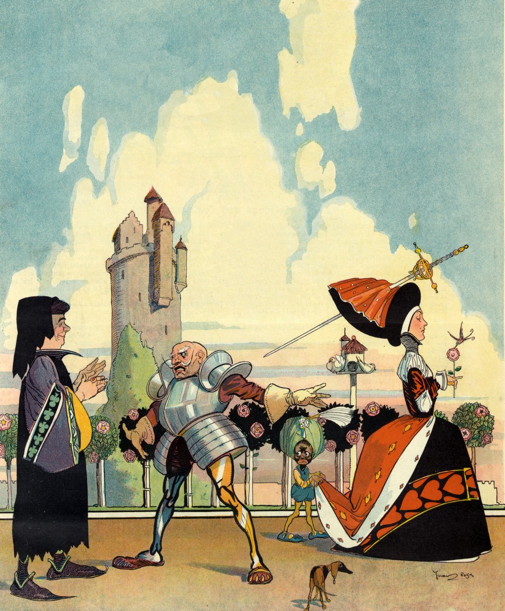 Como era en 1400", portada de "Puck", julio de 1910 (litografía en color) de Ross Gordon