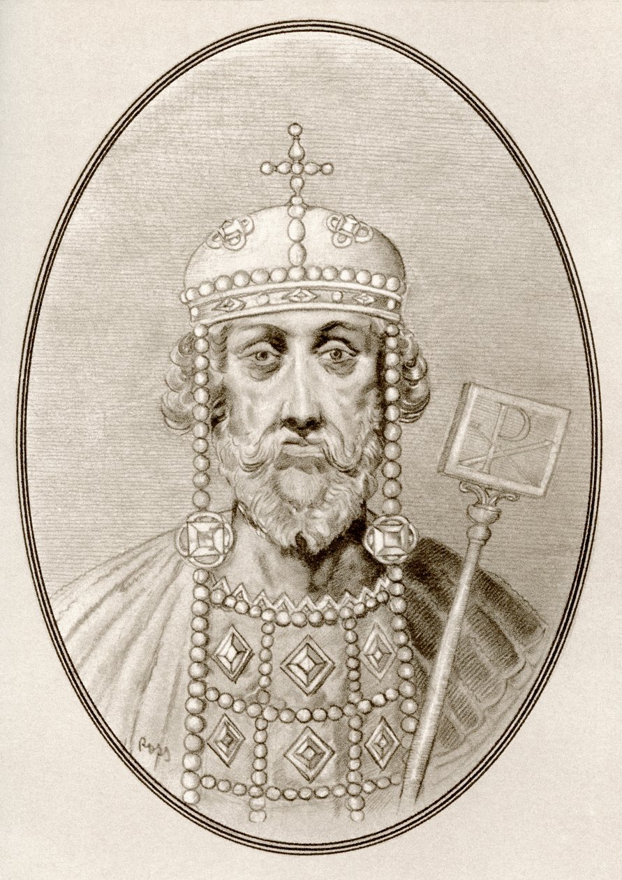 Constantino el Grande, imagen de Living Biographies of Famous Rulers (grabado) de Ross Gordon