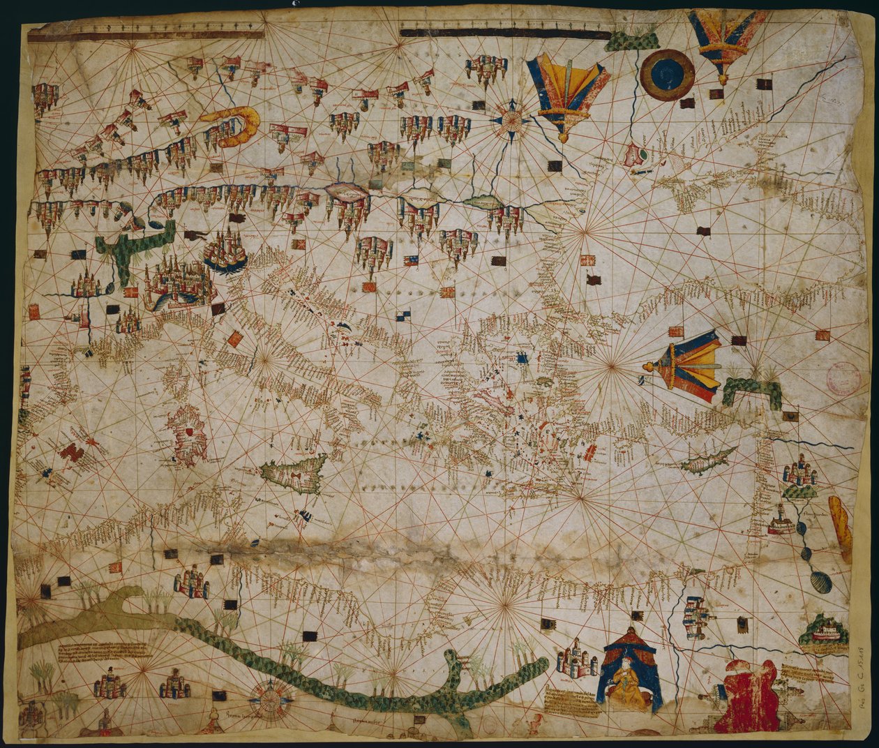 Carta náutica del Mar Mediterráneo y el Mar Negro, 1440s de Rossell