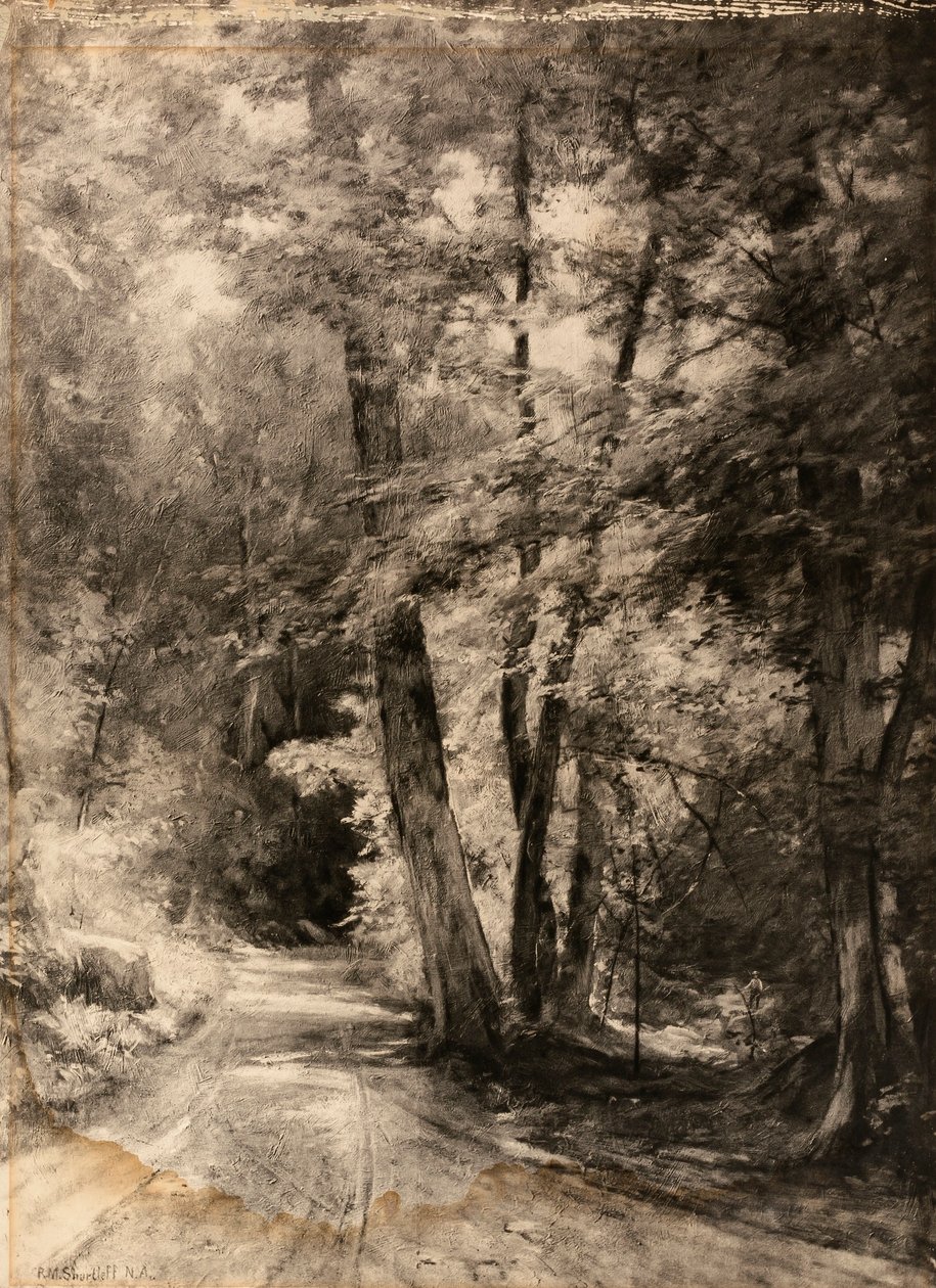 Fotograbado de pintura de una escena de bosque de Roswell Morse Shurtleff
