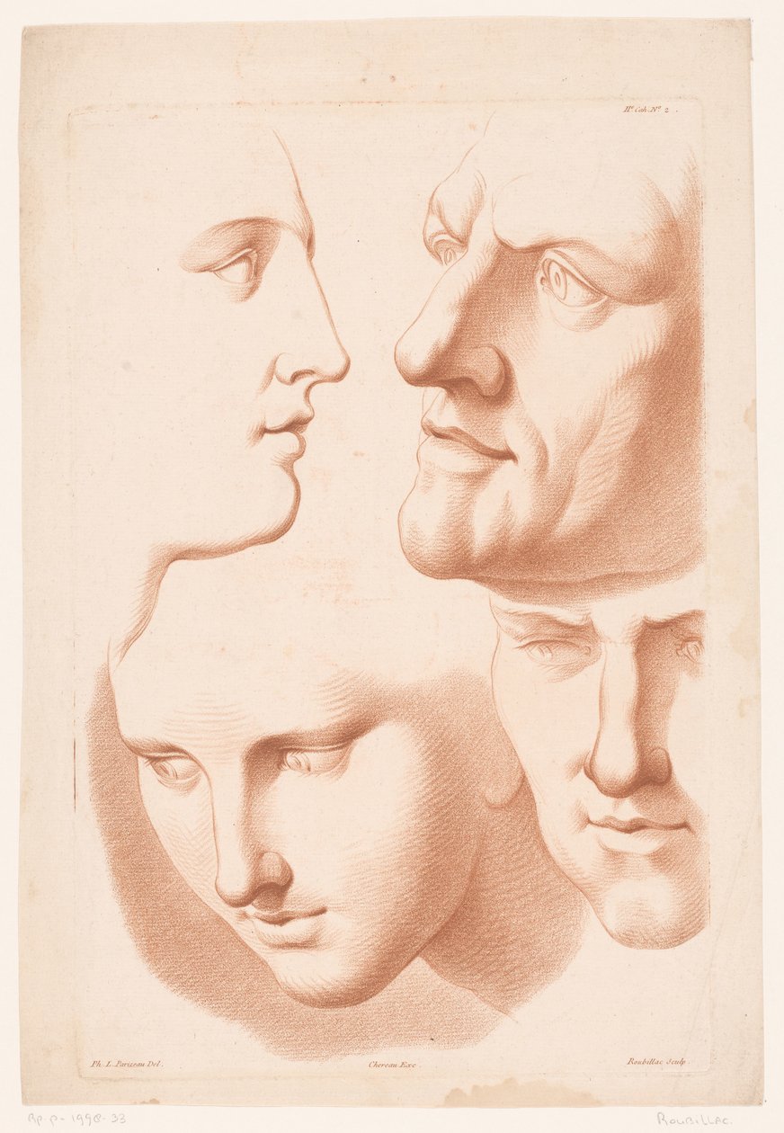cabezas de hombre y mujer Principios del dibujo de la naturaleza, segunda parte (título de la serie) IIe Cahier de Principes du Design d