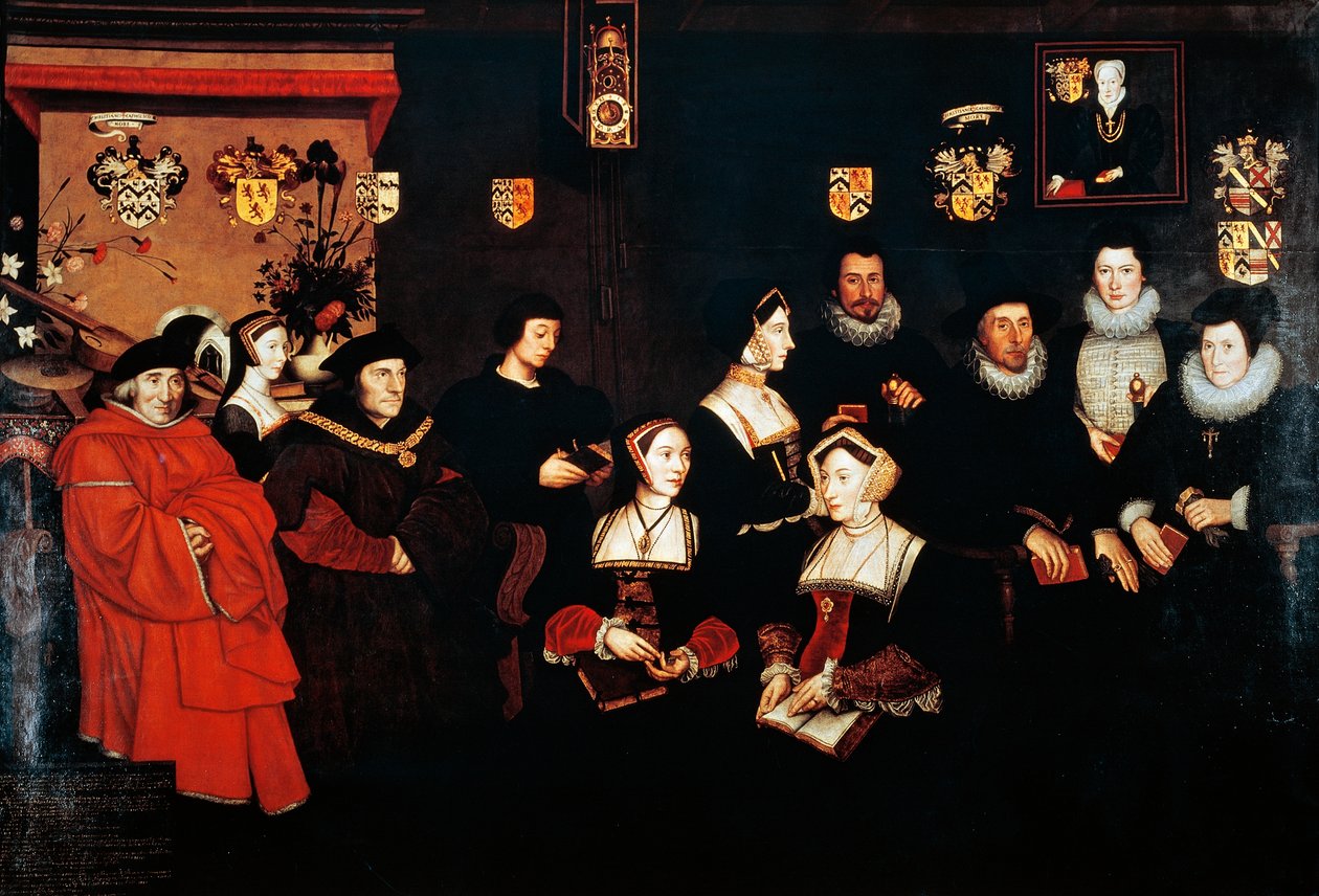 Sir Thomas More, su padre, su familia y sus descendientes, circa 1593 de Rowland Lockey