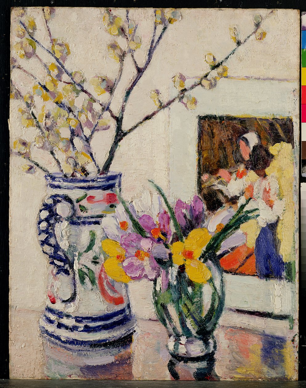 Naturaleza muerta con flores en un jarrón de Rowley Leggett
