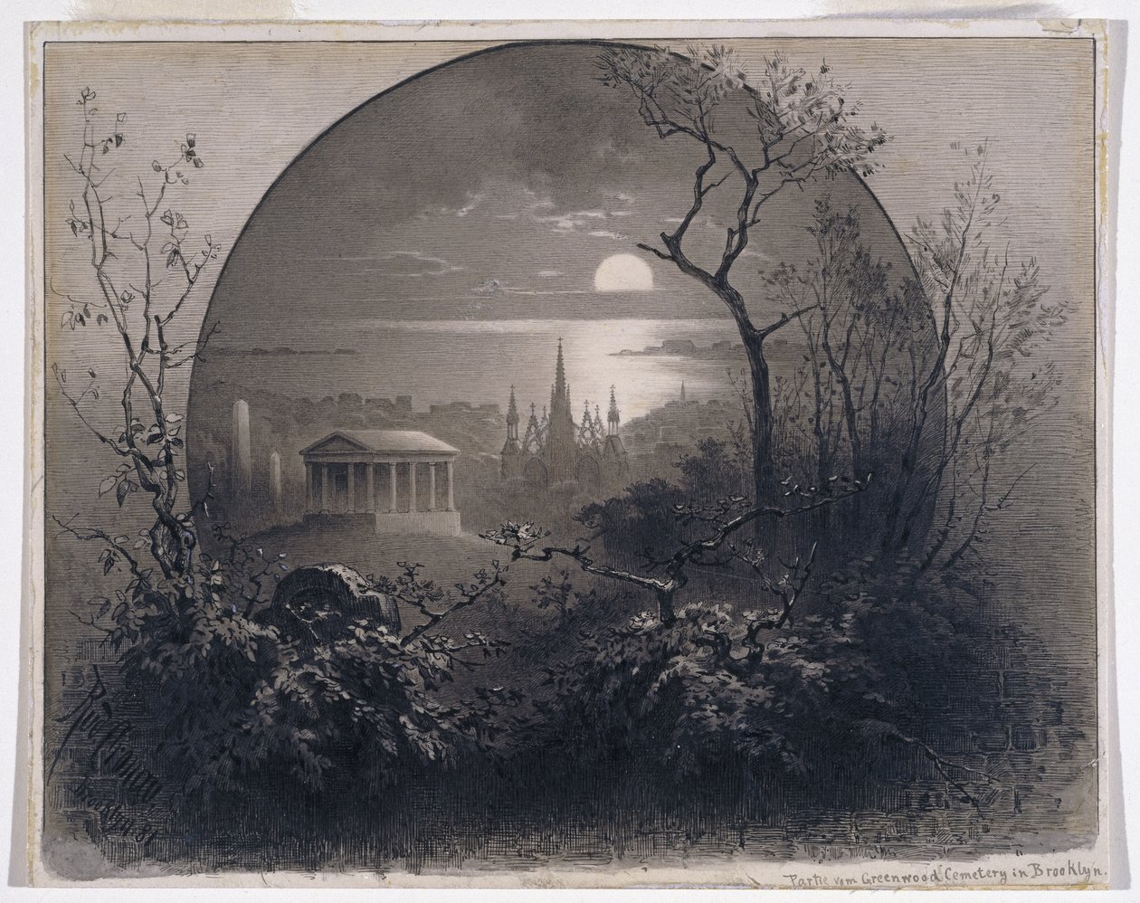 Vista desde el Cementerio Greenwood, Brooklyn, 1881 de Rudolf Cronau