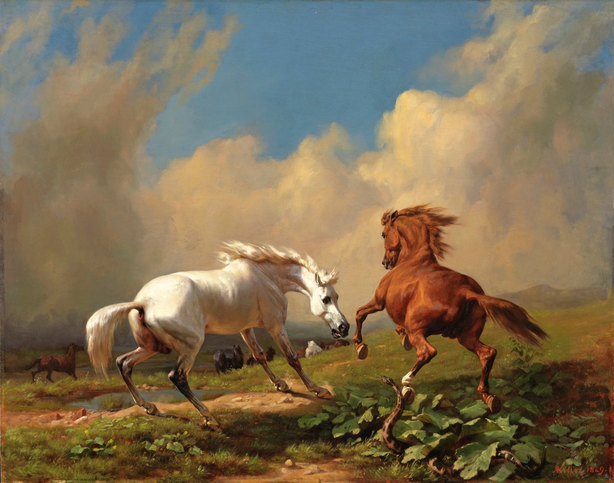 Caballos asustados por una tormenta que se avecina de Rudolf Koller
