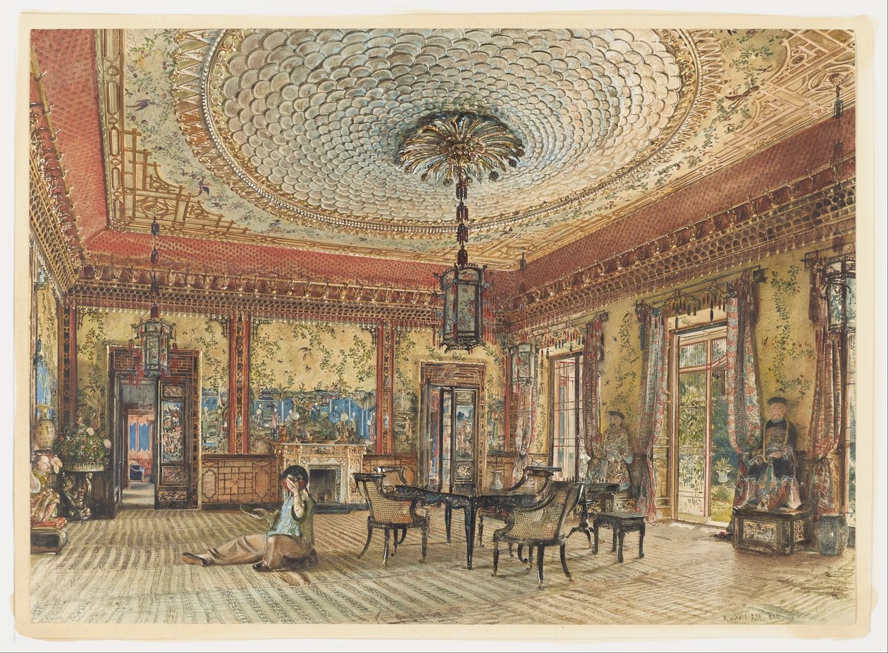 El Salón Japonés, Villa Hügel, Hietzing, Viena de Rudolf von Alt