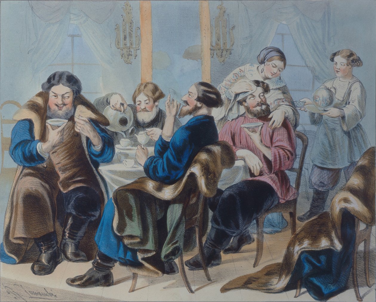 Té y azúcar. Beber té en una taberna, primer cuarto del siglo XIX de Rudolf Kasimirovich Zhukovsky