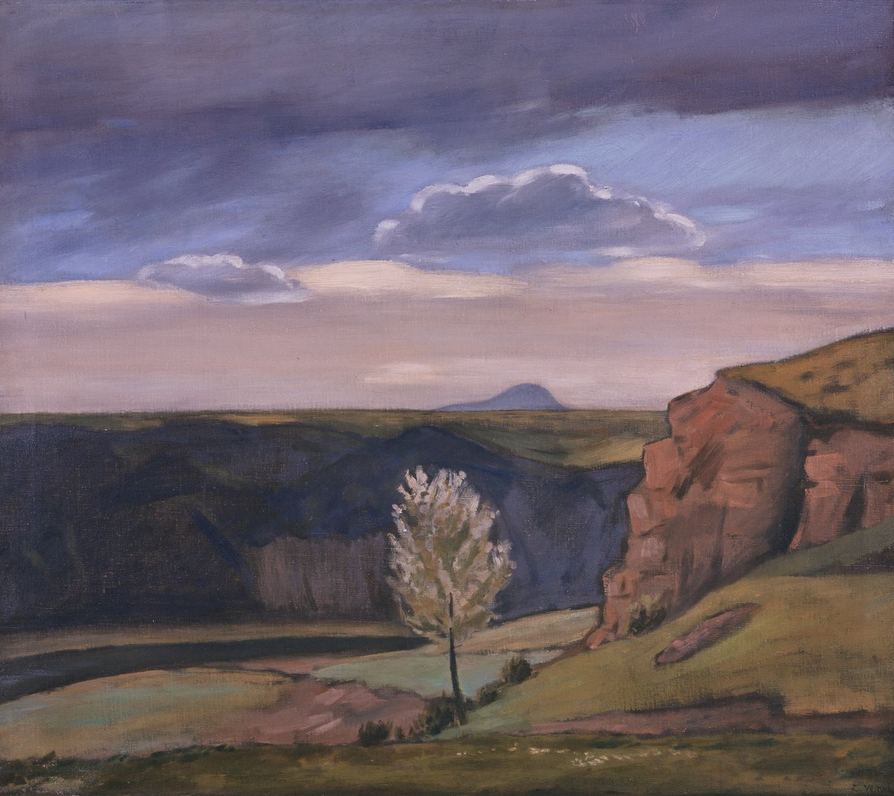 Vista desde Žalov hacia la montaña Říp de Rudolf Vejrych