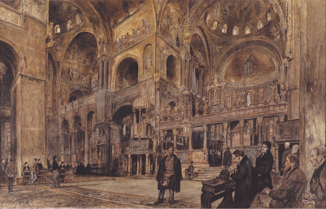Alemán: Vista interior de la iglesia de San Marcos de Venecia de Rudolf von Alt