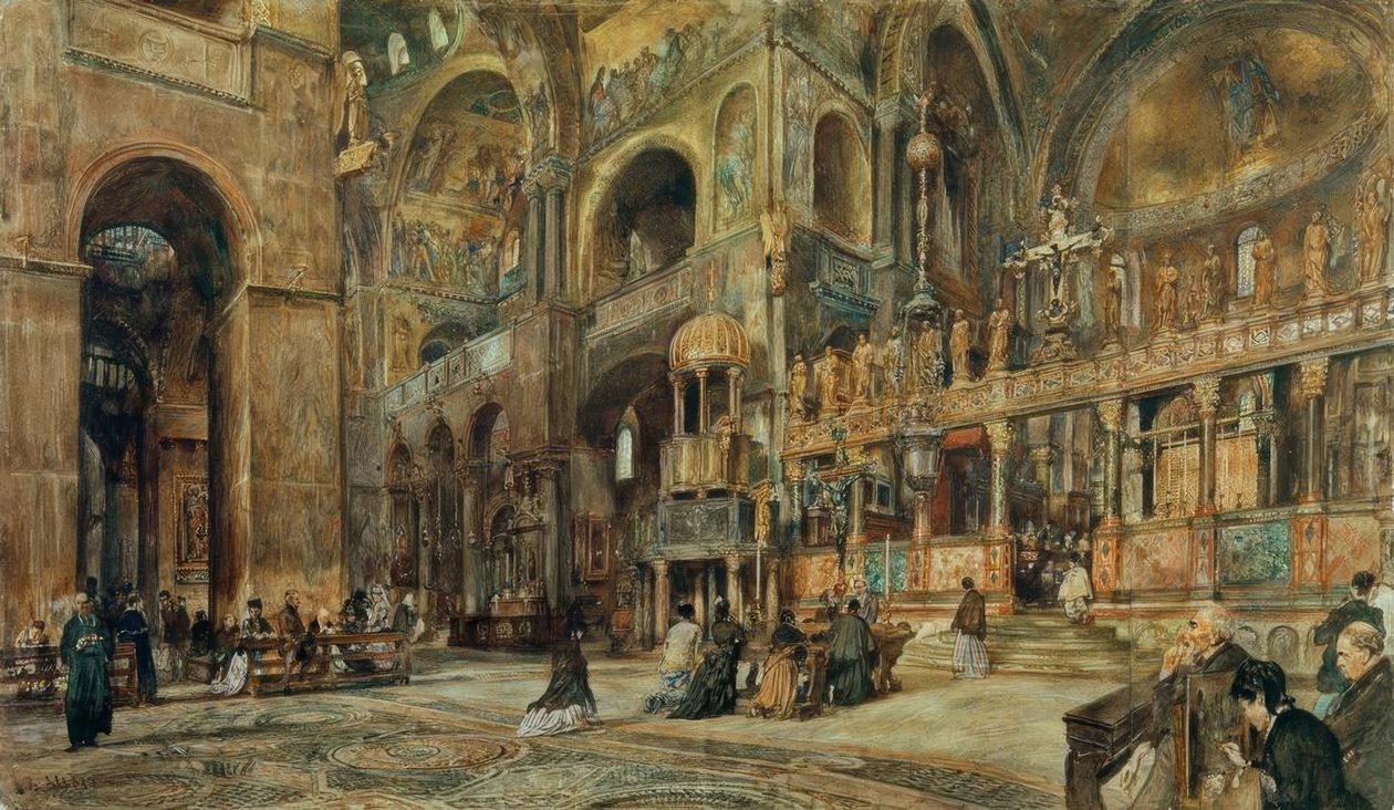 Interior de la Basílica de San Marcos en Venecia de Rudolf von Alt
