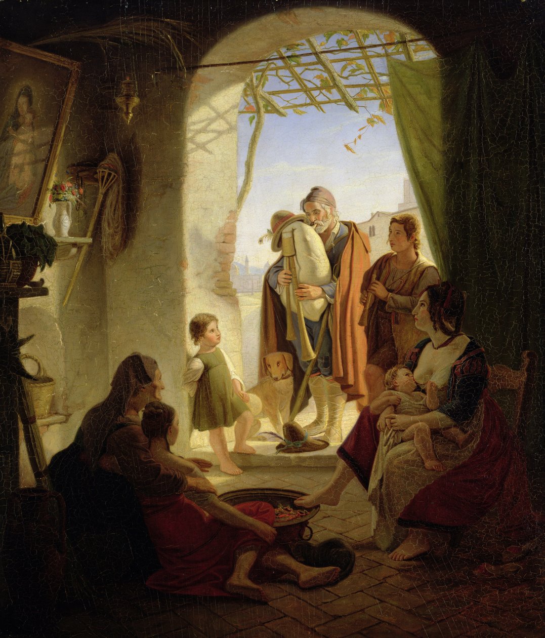 Gaitero Napolitano en la Roma Invernal, 1833 de Rudolph Friedrich Wasmann