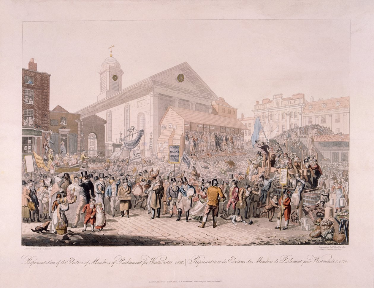 Elección en Covent Garden, Londres de Rudolph Ackermann