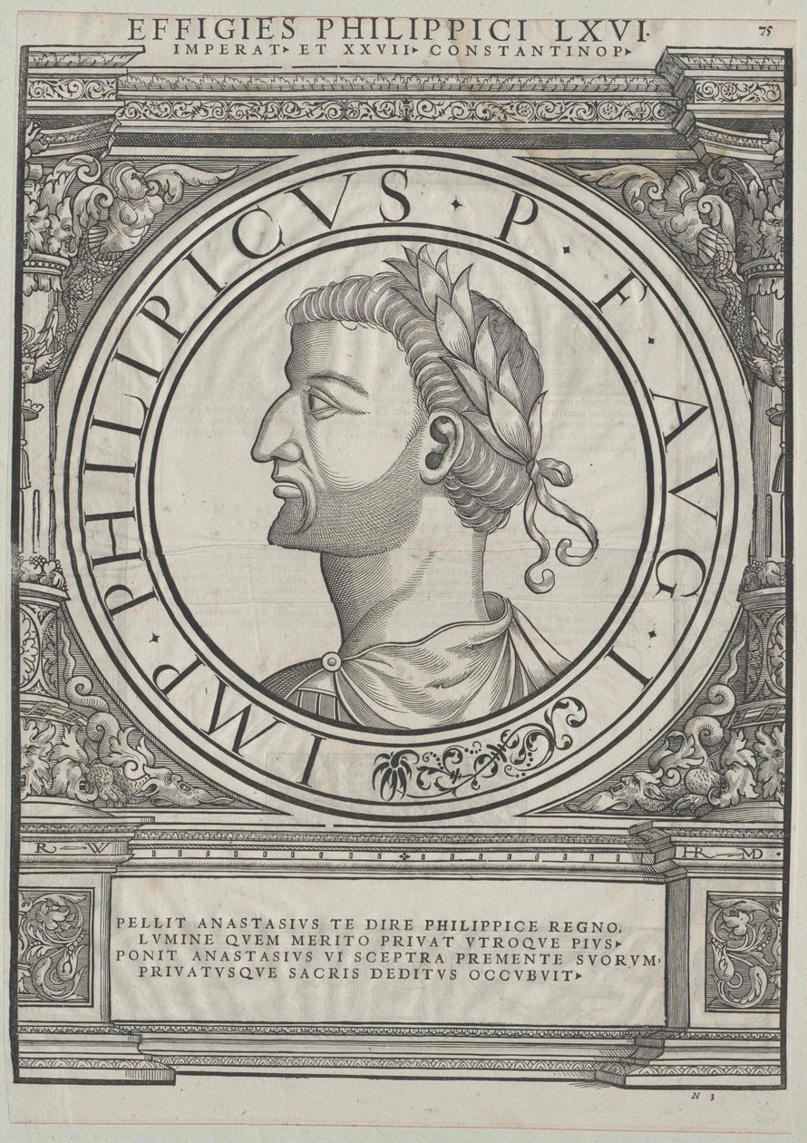 El emperador romano de Oriente Philippikos Bardanes (huella) de Rudolph Wyssenbach