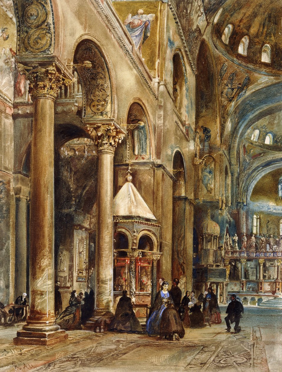 Interior de la Basílica de San Marcos, Venecia, 1884 de Rudolf von Alt