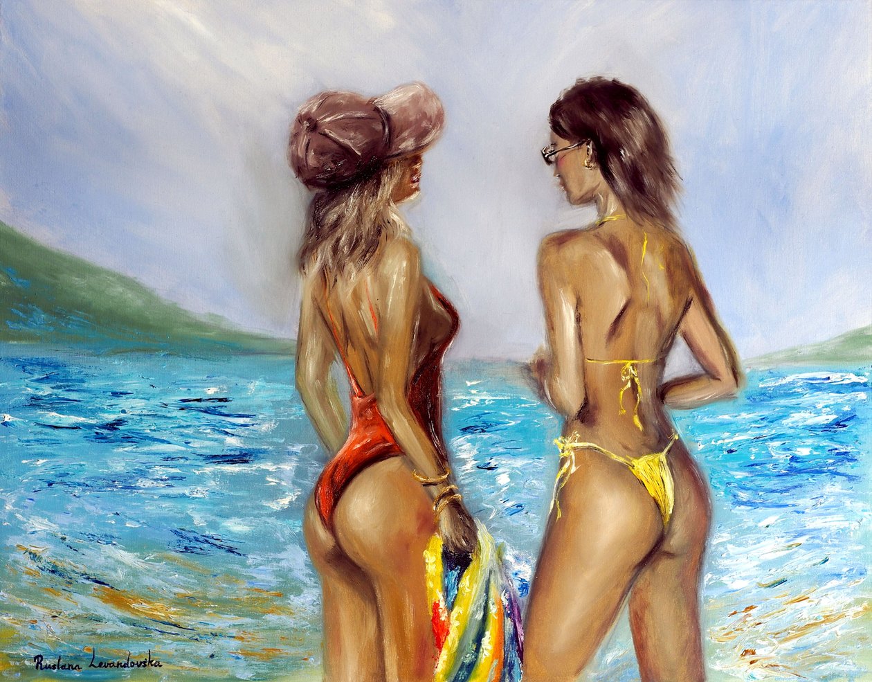 En la playa, 2022 (óleo sobre lienzo) de Ruslana Levandovska