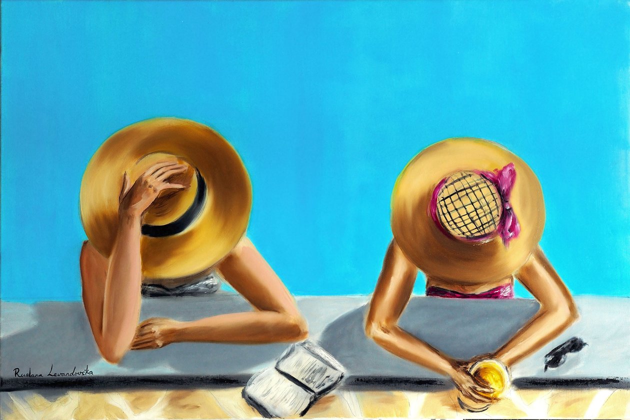En la piscina, 2023 (óleo sobre lienzo) de Ruslana Levandovska