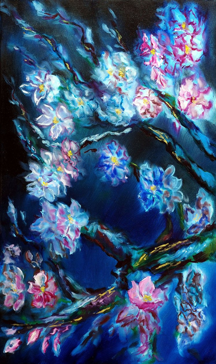 Tríptico Flores eternas - izquierda, 2024 (óleo sobre lienzo) de Ruslana Levandovska