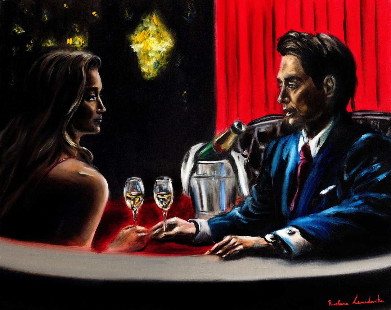 Evening Together, 2024 (óleo sobre lienzo) de Ruslana Levandovska