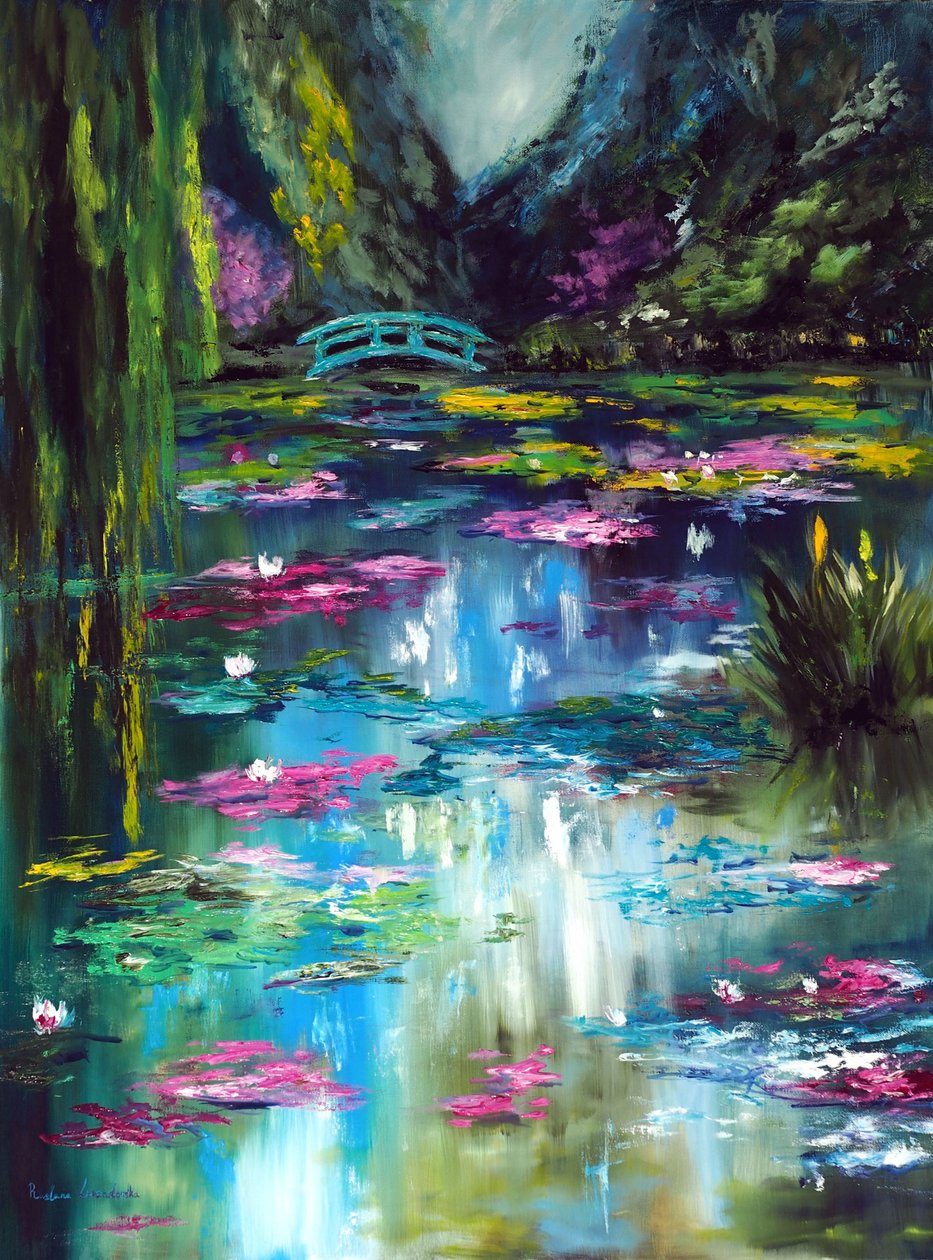 Monet Jardín japonés de Giverny, 2021 (óleo sobre lienzo) de Ruslana Levandovska