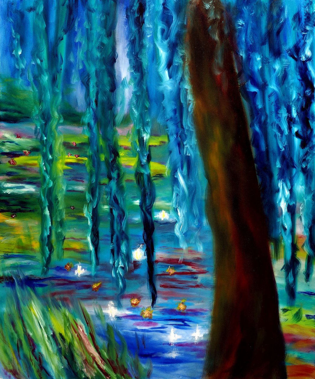 Monet Jardín japonés en Giverny Panel derecho, 2024 (óleo sobre lienzo) de Ruslana Levandovska