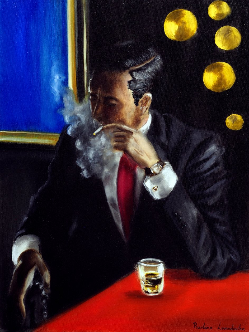 Noir Reflection, 2024 (óleo sobre lienzo) de Ruslana Levandovska