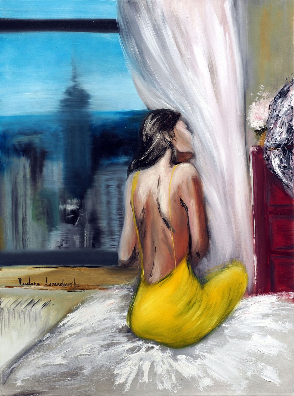 Pillow Talk, 2022 (óleo sobre lienzo) de Ruslana Levandovska