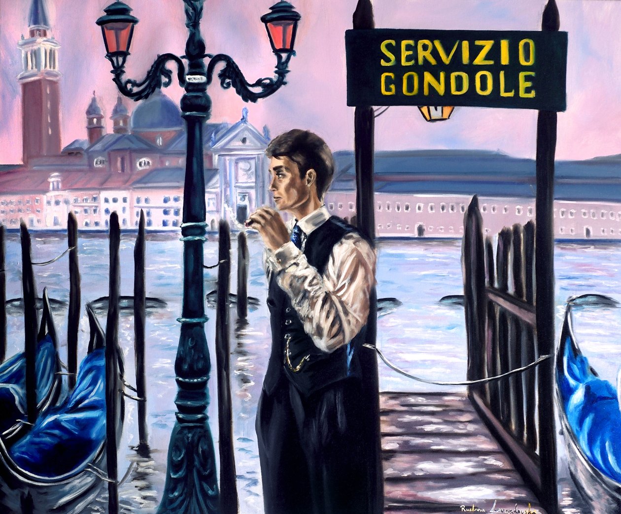 La hora de la lavanda en Venecia, 2025 (óleo sobre lienzo) de Ruslana Levandovska