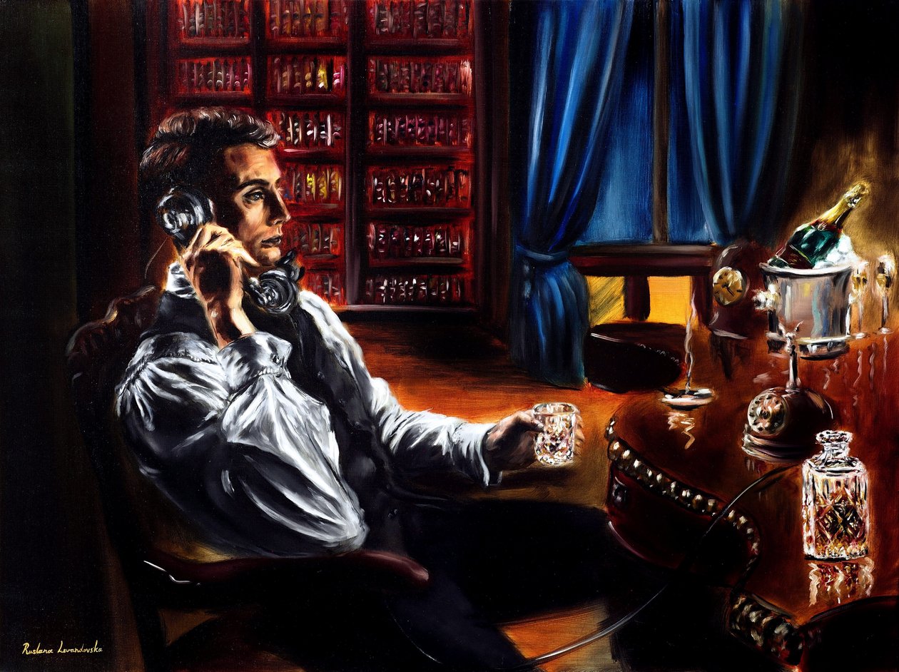 The Whiskey Call, 2024 (óleo sobre lino) de Ruslana Levandovska