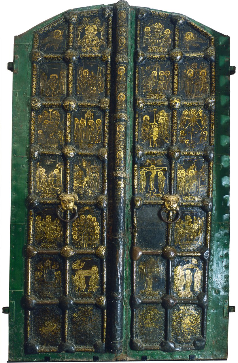 Puertas doradas de la Catedral de la Natividad en Suzdal, principios del siglo XIII de Russian Master