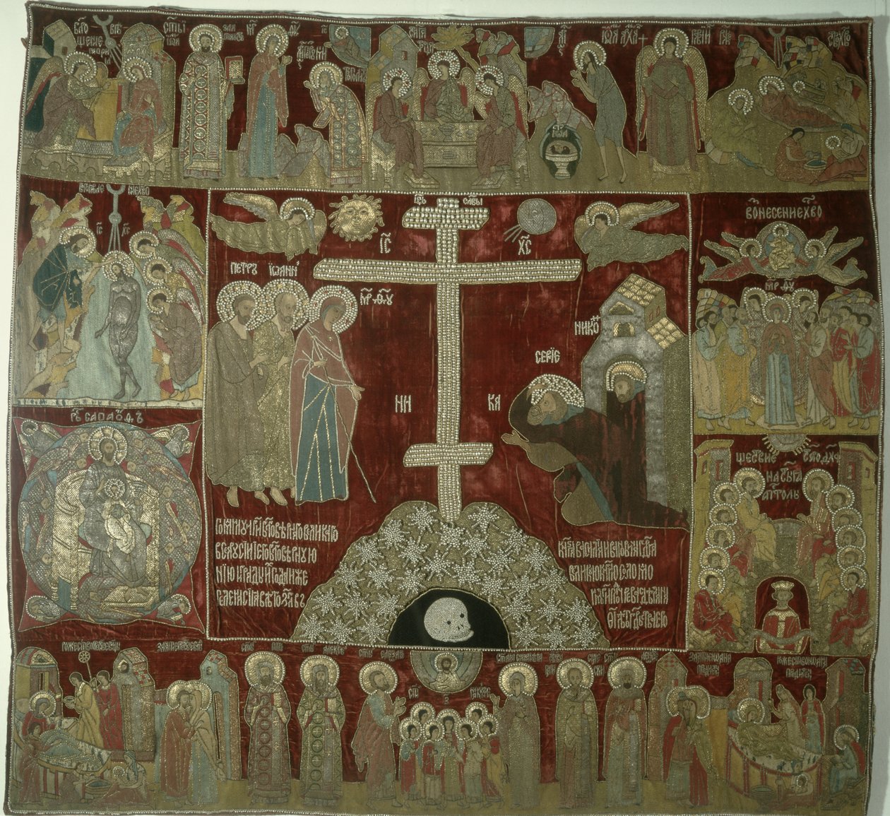 Aparición de la Virgen a San Sergio, 1525 de Russian School