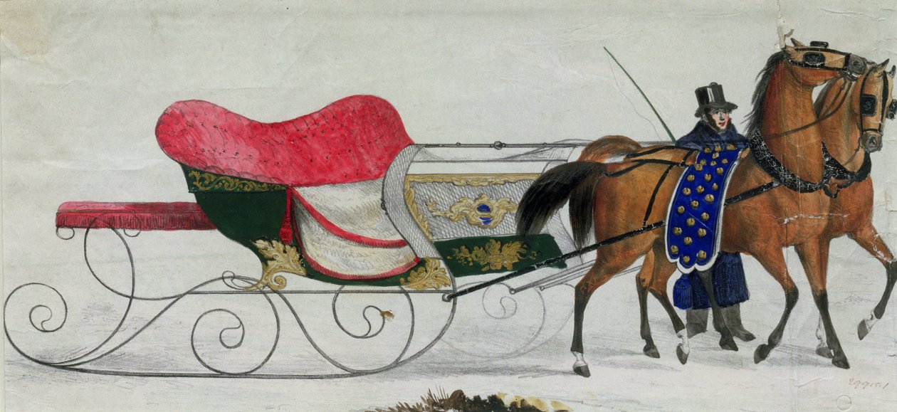 Trineo tirado por caballos (detalle digital) de Russian School