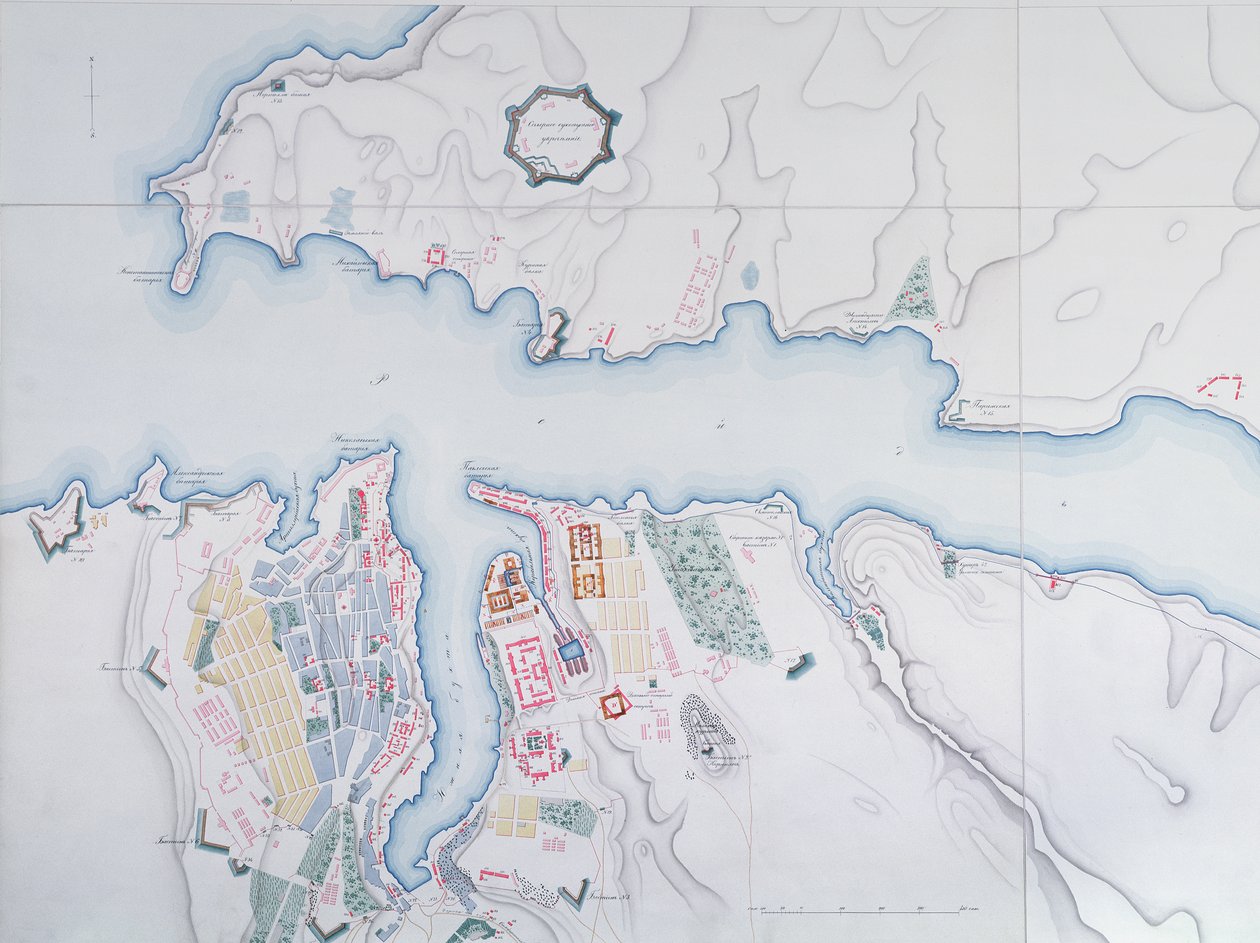 Mapa de Sebastopol, 1854 de Russian School