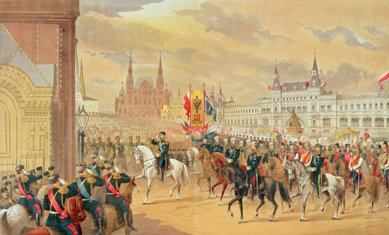 Matrimonio del Zar Nicolás II con Alexandra, Moscú, 1896 de Russian School