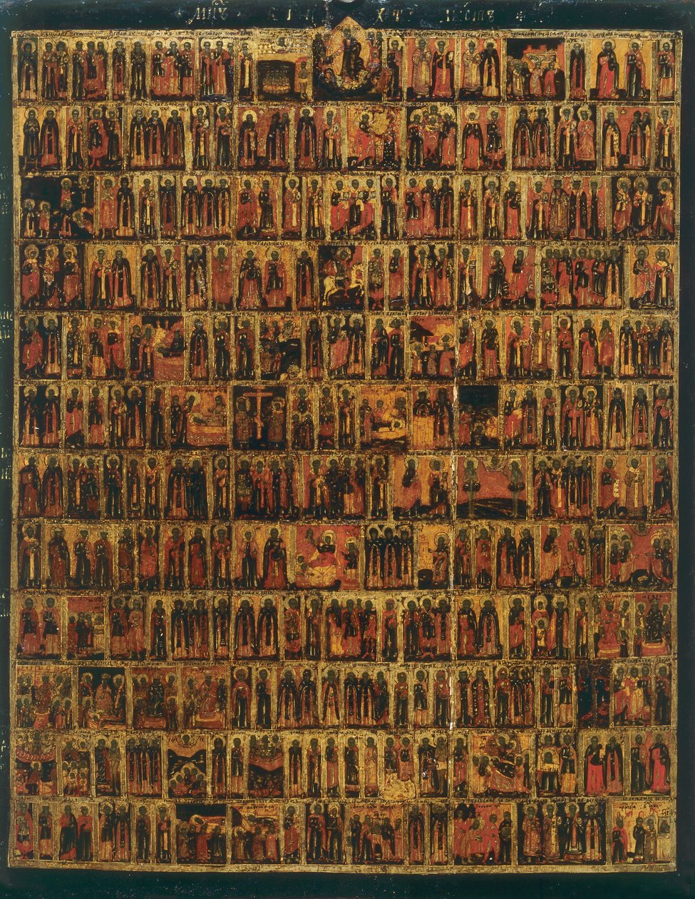 Menologio de septiembre a febrero, de la Escuela Rusa, en la Galería de la Academia en Florencia de Russian School