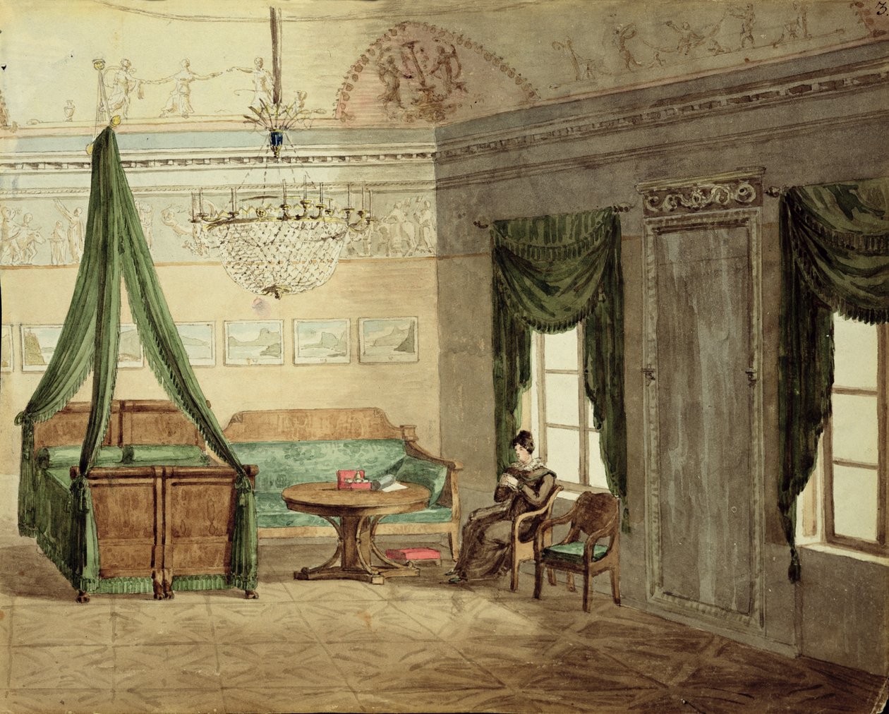 Dormitorio neoclásico, 1819 de Russian School