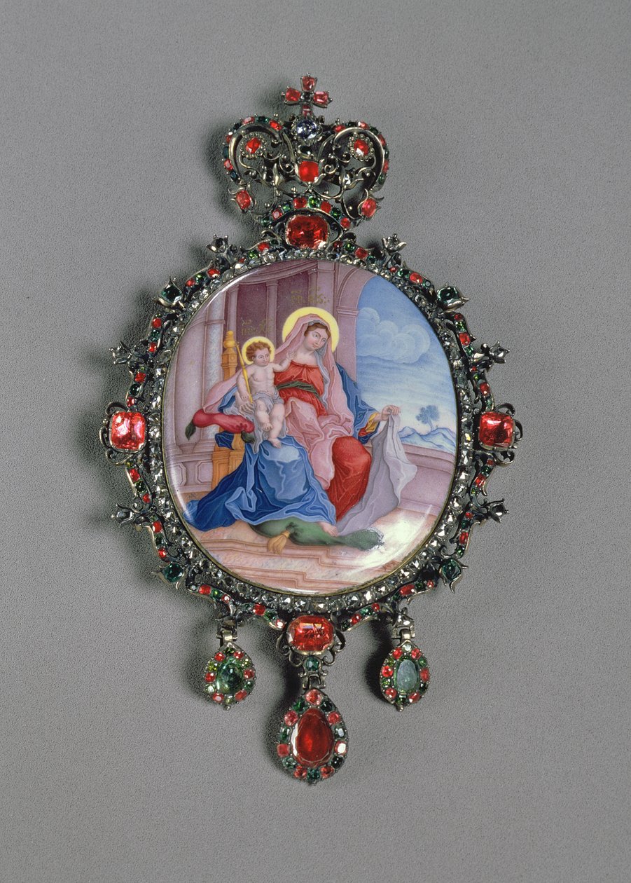 Panagia con miniatura de la Virgen y el Niño de Russian School