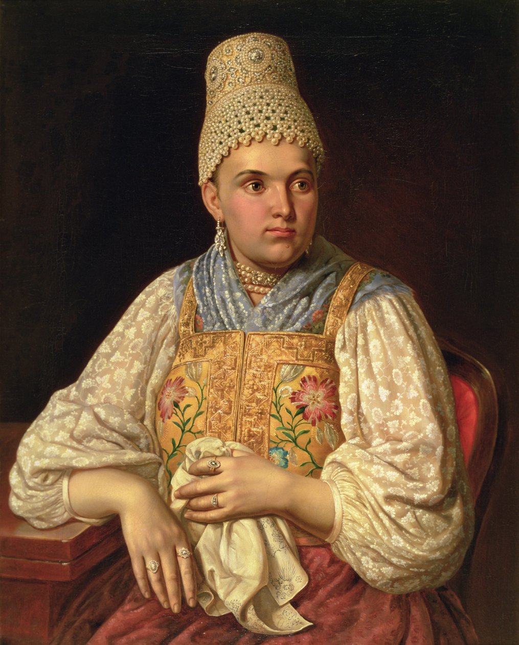 Retrato de Anna Petrovna Filatova, c.1840 (pareja de 74387) de Russian School