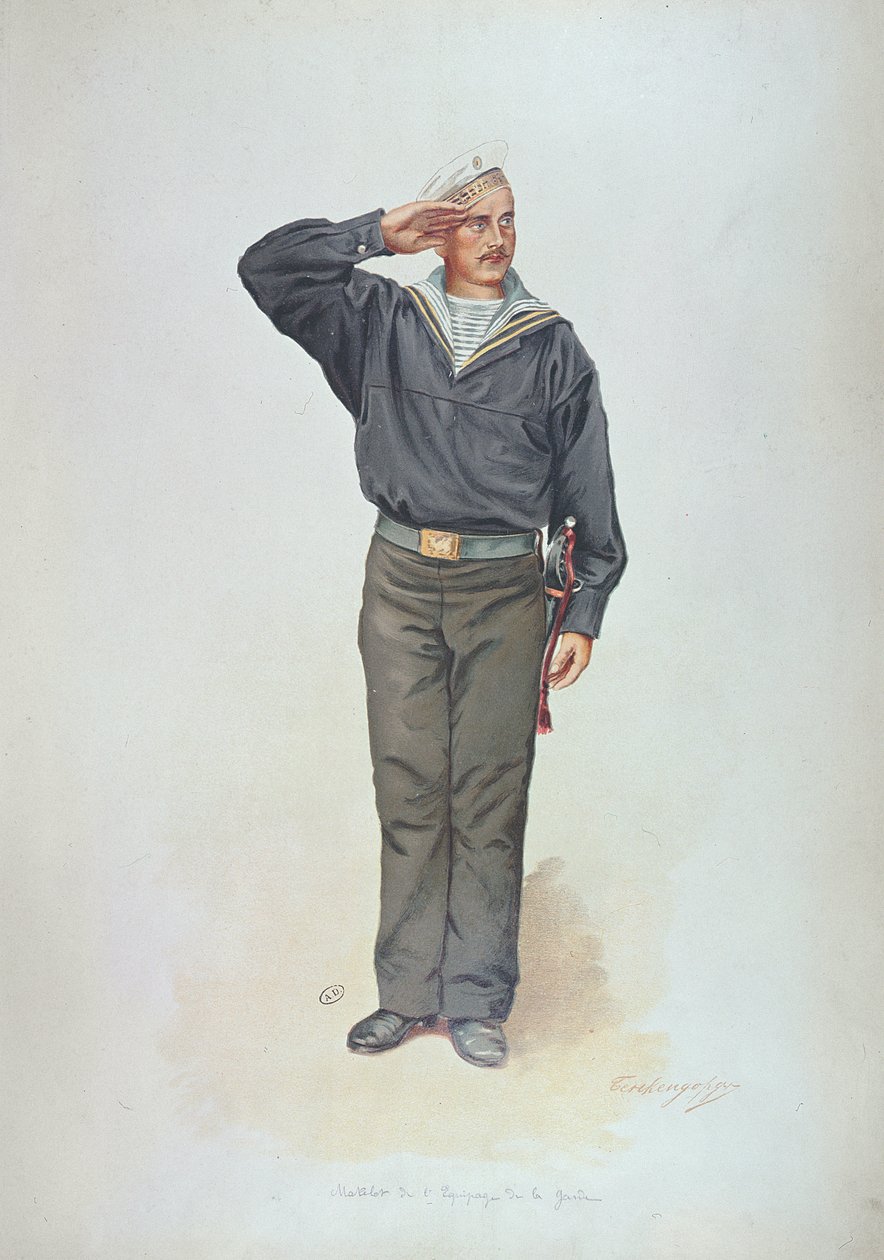 Marinero ruso con el uniforme de la Marina Rusa a finales del siglo XIX de Russian School