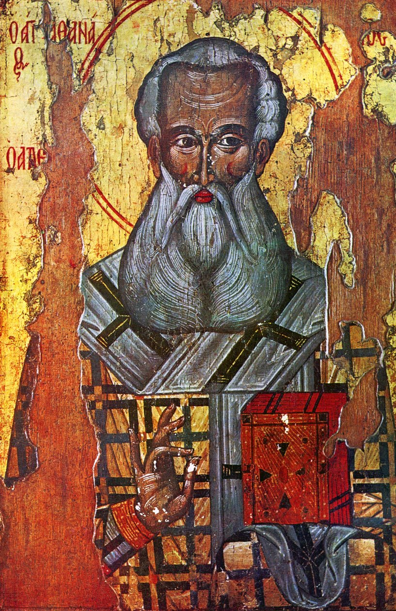 San Atanasio de Alejandría (óleo y oro sobre madera) de Russian School