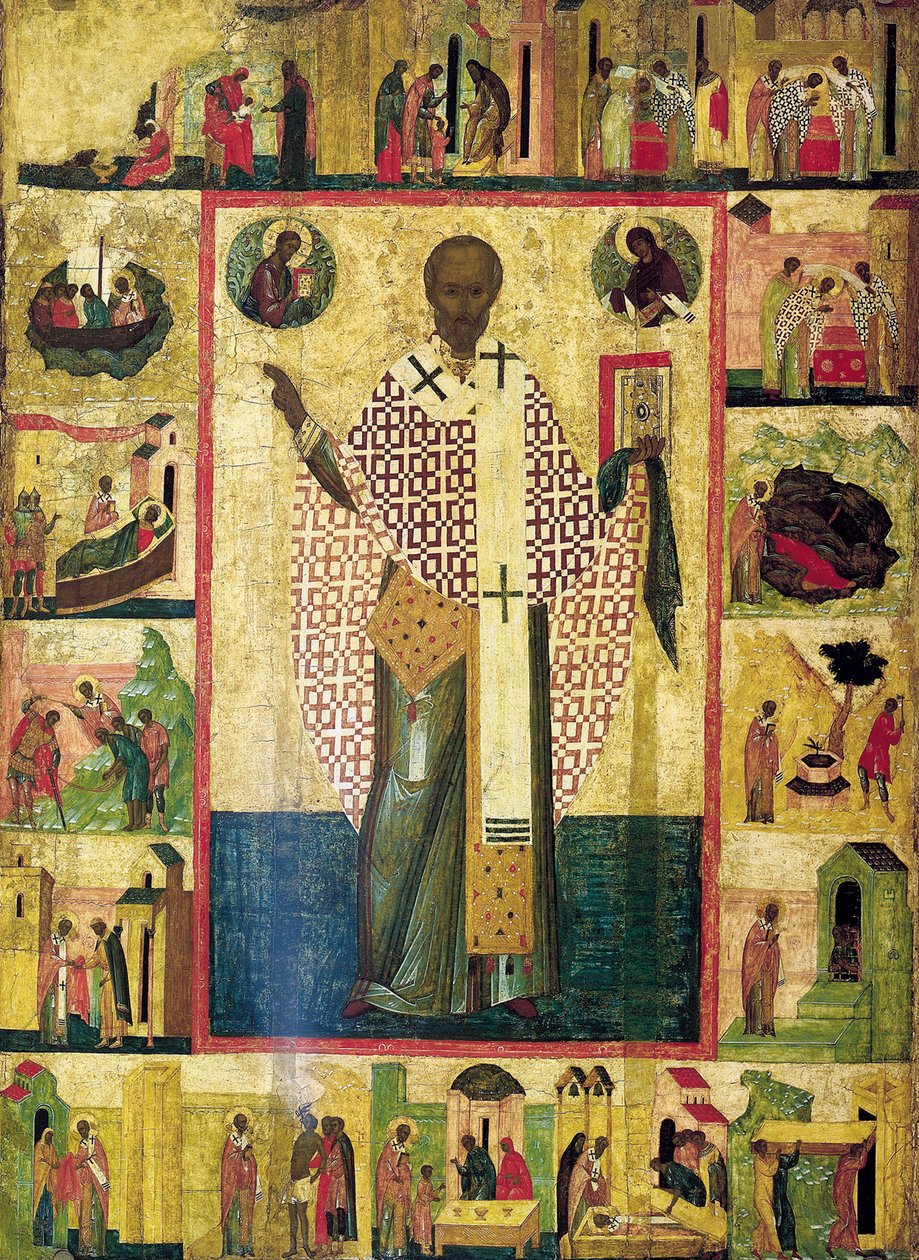 San Nicolás de Zaraisk con escenas de su vida, principios del siglo XVI de Russian icon.